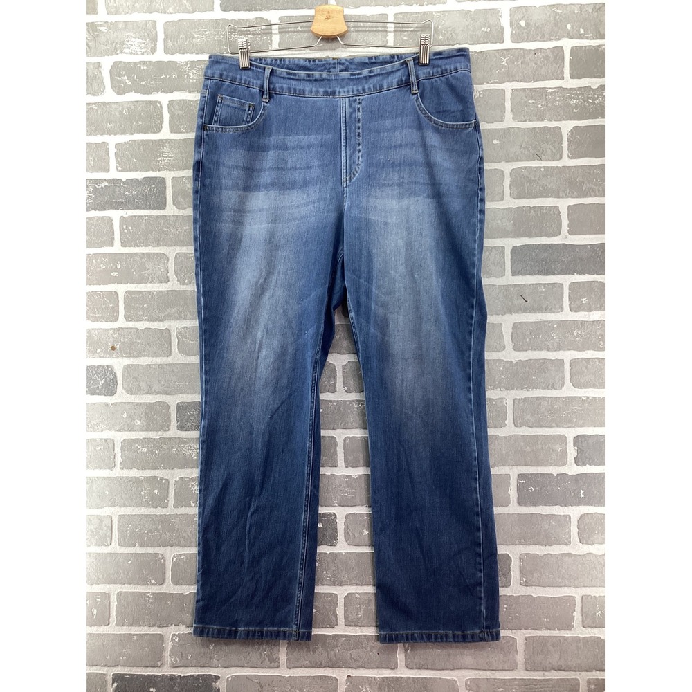 Halara Easy Peezy Medium Wash Pull On Straight Leg Jeans Womens 1X Regular